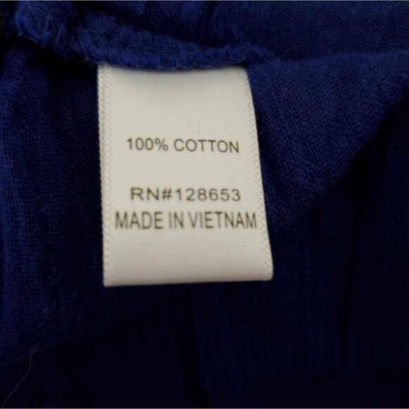 Ellen Weaver Womens M Palazzo Pants Royal Blue Elastic Waist Lace Side Seam New - Picture 6 of 7